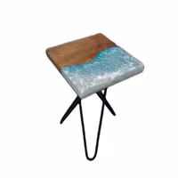 میز عسلی چوب و رزین مدل کرومی کد 01