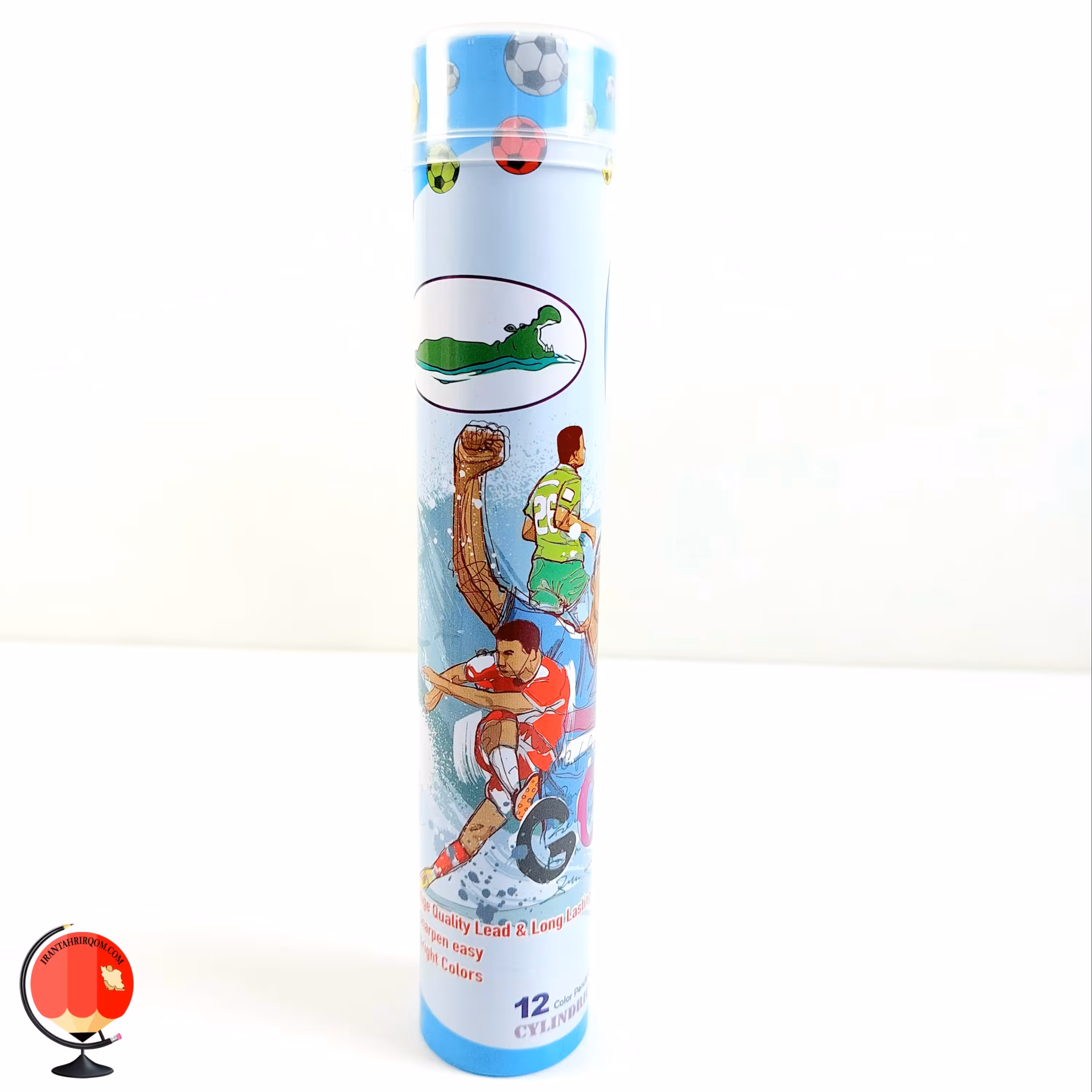 مداد رنگی 12 رنگ هیپو استوانه فلزی طرح فوتبال کد 1449