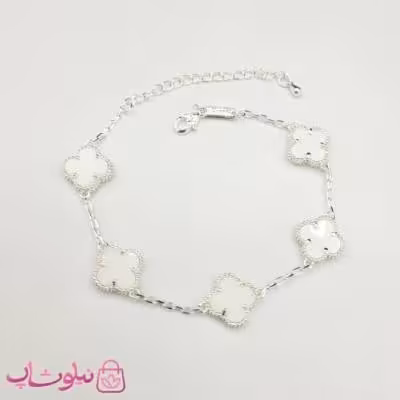 دستبند زنانه ونکلیف سفید آبکاری نقره کیفیت مستر کد 370