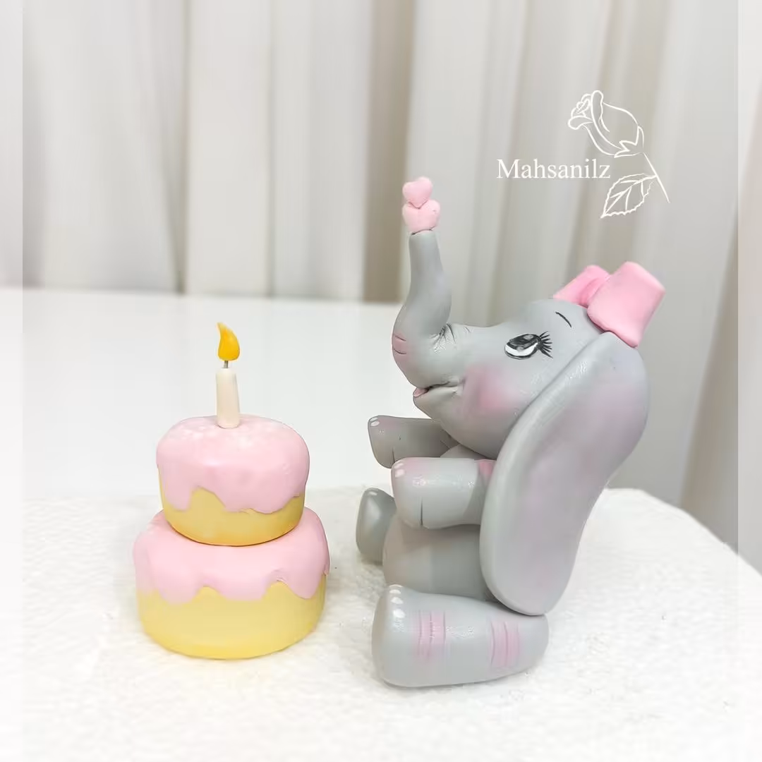 عروسک فوندانت فیل مخصوص کیک