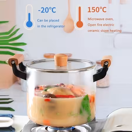 قابلمه پیرکس شعله مستقیم دسته بامبو kit-200