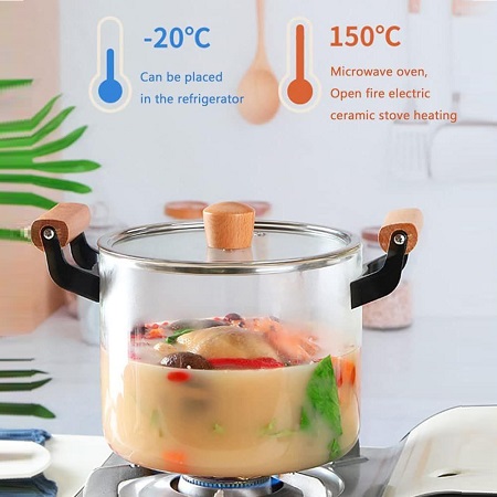 قابلمه پیرکس شعله مستقیم دسته بامبو kit-200