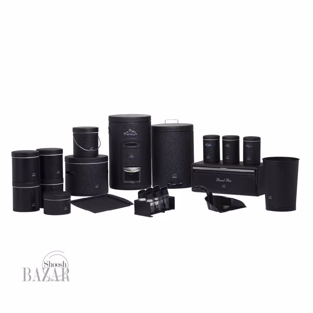 سرویس آشپزخانه 23 پارچه مشکی چروک درب فلزی بهازکالا 16280066