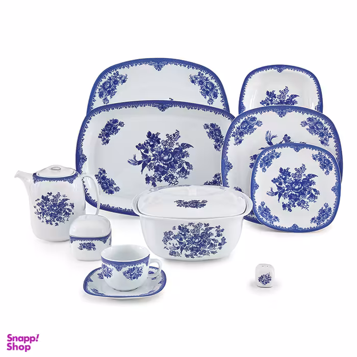 سرویس غذاخوری 98 پارچه چینی زرین ایران قالب کواترو مدل فلورانس درجه یک