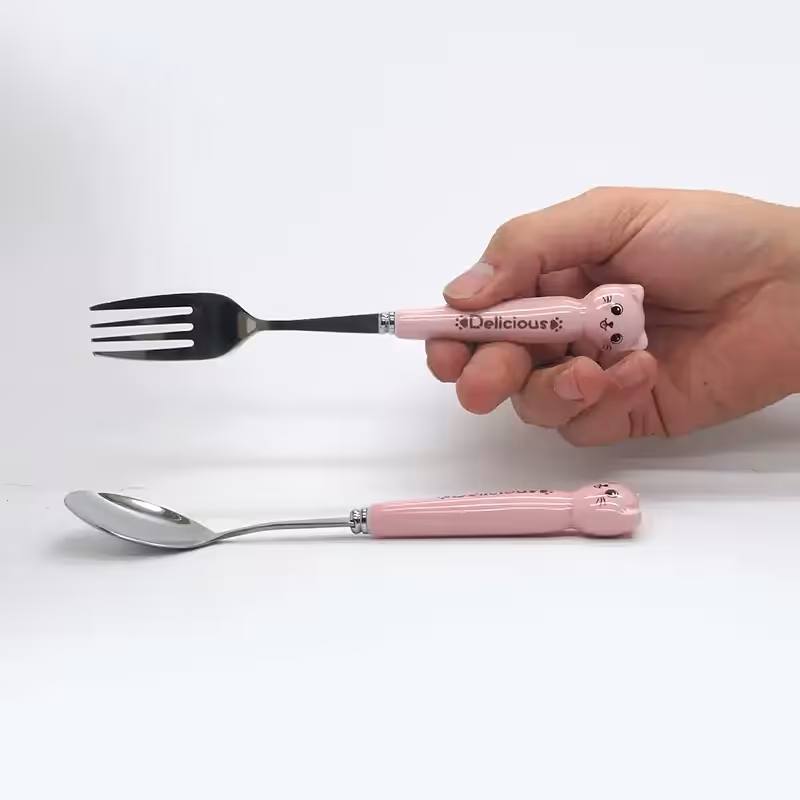 قاشق و چنگال فانتزی کودک طرح گربه کد 5811921
