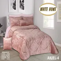 روتختی مخمل شانل white homeمدل anjel دونفره 8 تکه رنگ کالباسی 