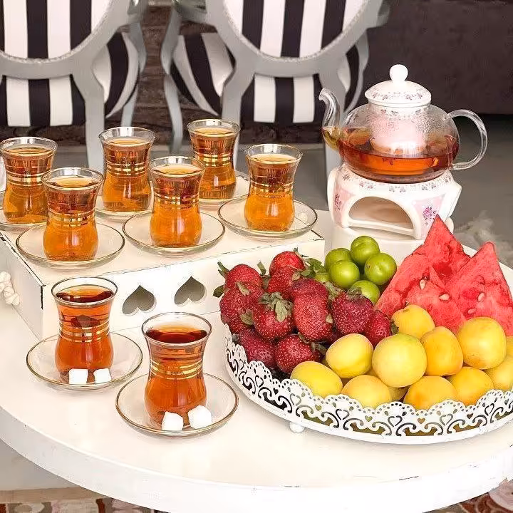 فنجان ونعلبکی کمرباریک لب طلا