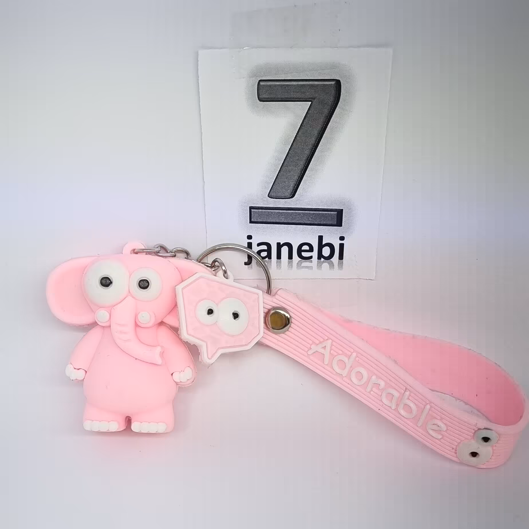 جاکلیدی سیلیکونی فانتزی طرح فیل رنگ صورتی