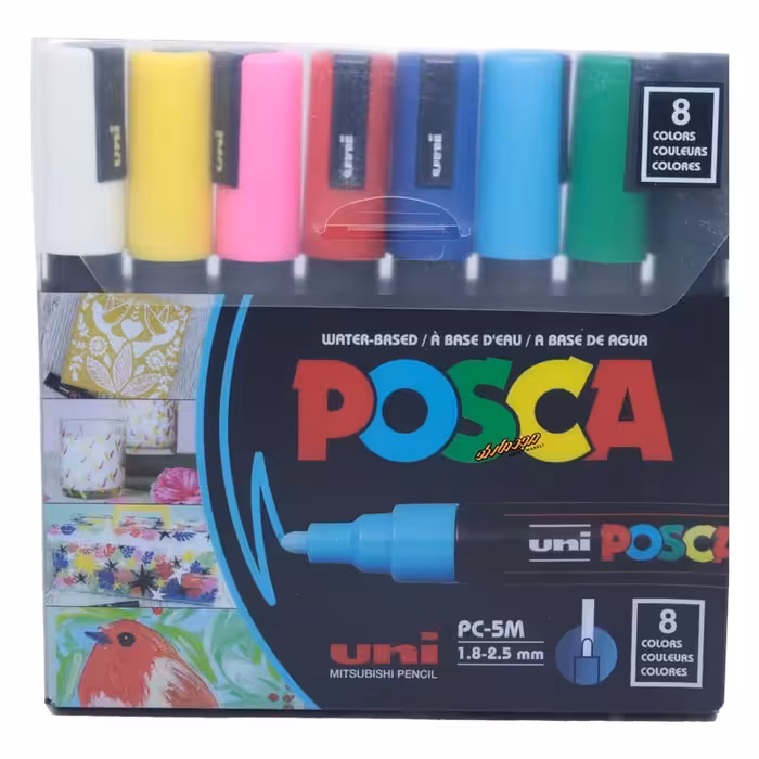 ماژیک 8 رنگ مدل پوسکا نوک (1.8 - 2.5 میلیمتر) یونی بال