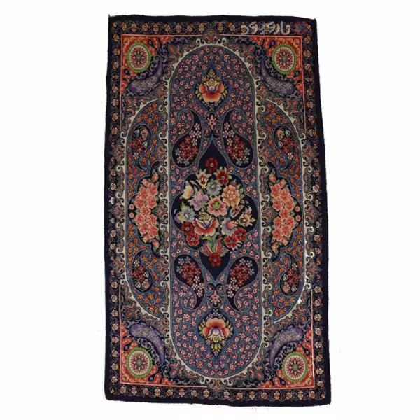 قالیچه دستبافت خراسان  رنگ زمینه فیروزه ای کد 00u