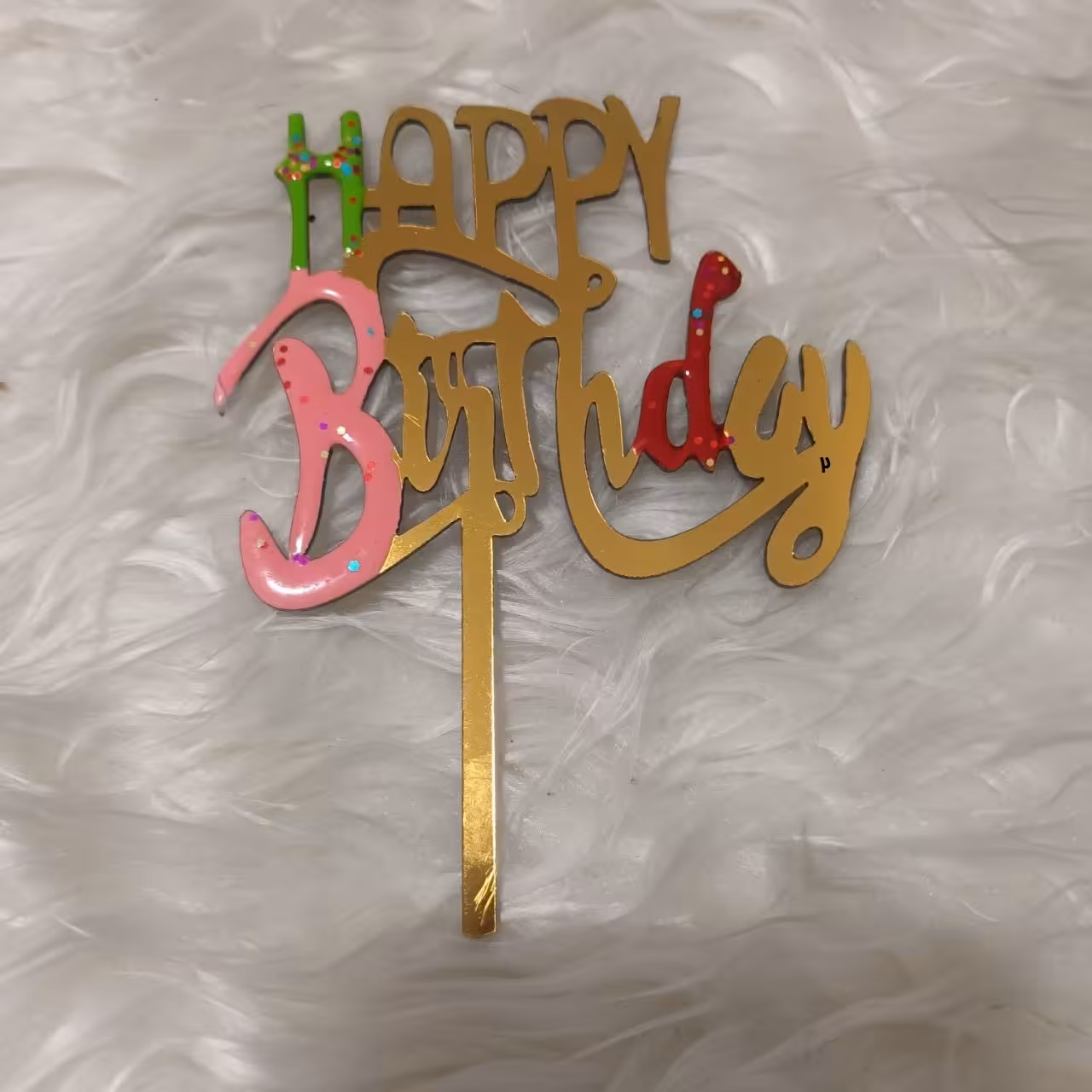 تاپر کیک تولد مبارک رنگین کمانی