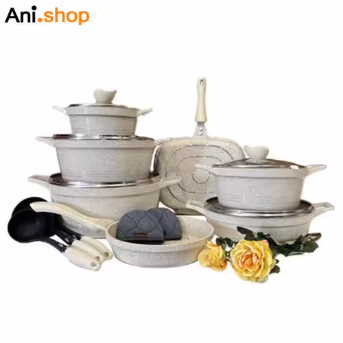 سرویس قابلمه 16 کرم پارچه گرانیتی کلاسیک مدل UN-7881 کد 230