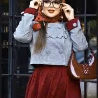 کت فوتر و دامن مخمل کبریتی ریز درجه یک نغمه
