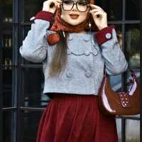 کت فوتر و دامن مخمل کبریتی ریز درجه یک نغمه