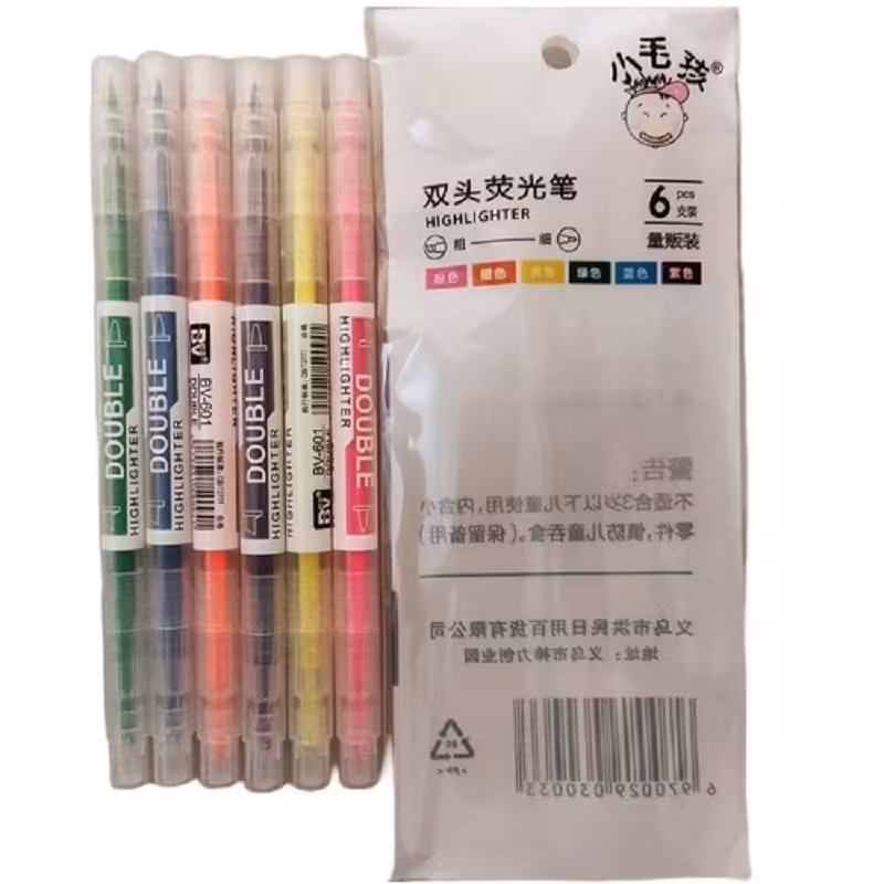 ماژیک علامت گذار 2 سر مجموعه 6 عددی