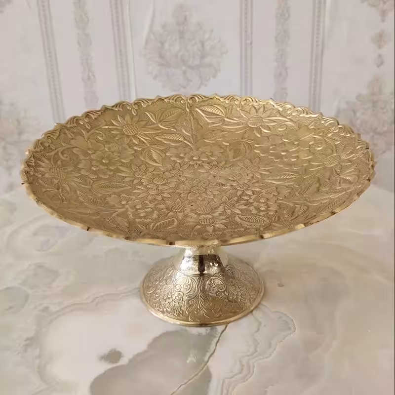 شیرینی خوری برنجی هندی مدل گل برجسته 3604 (شیرینی خوری برنزی هندی)