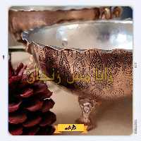 کاسه قلم 3 پایه مسی - سایز   4 - طرح ترمه - گوشواره دار - نانو شده - برند رایا مس زنجان