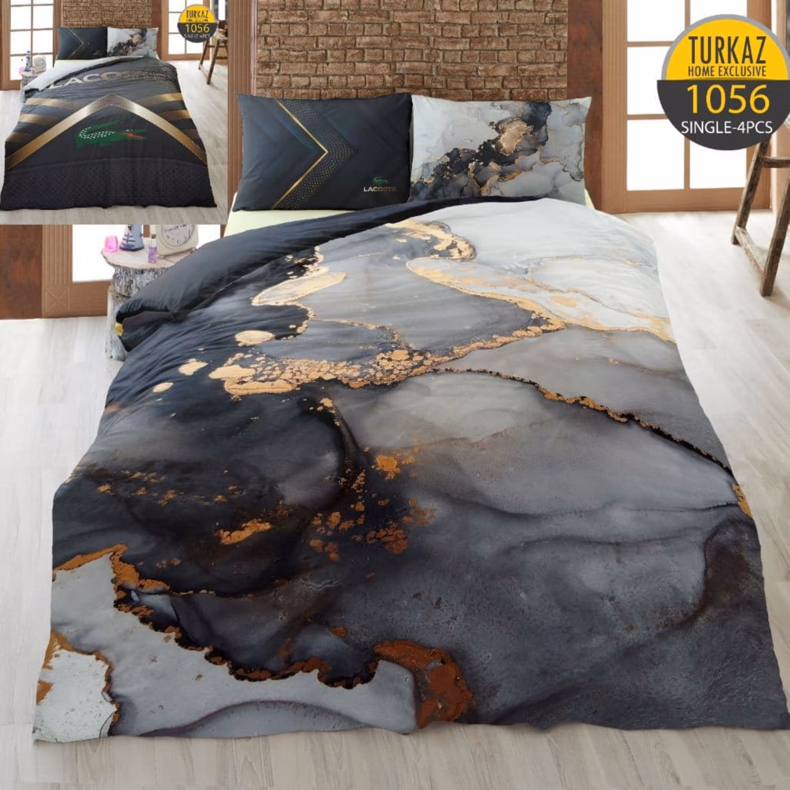 سرویس لحاف روتختی 1 نفره چاپی تنسل برند ترکاز(Turkaz) کد 1056