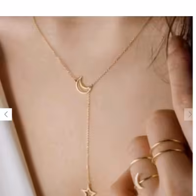 گردنبند مینیمال کراواتی ماه و ستاره