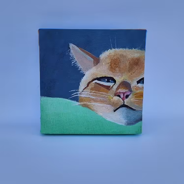 بوم  انگشتی  دیوار کوب نقاشی  اکریلیک  مدل نقاشی گربه  نارنجی سایز  کوچک یک عددی 