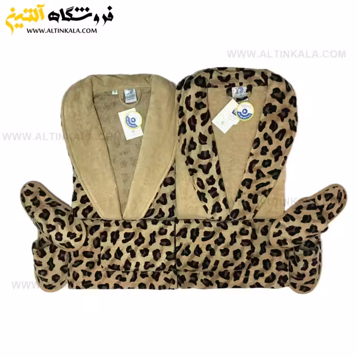 سرویس حوله عروس و داماد 10تکه طرح پلنگی نسکافه ای پودایران