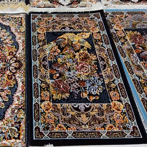 یک جفت پشتی ماشینی طرح باغ ارم سرمه ای