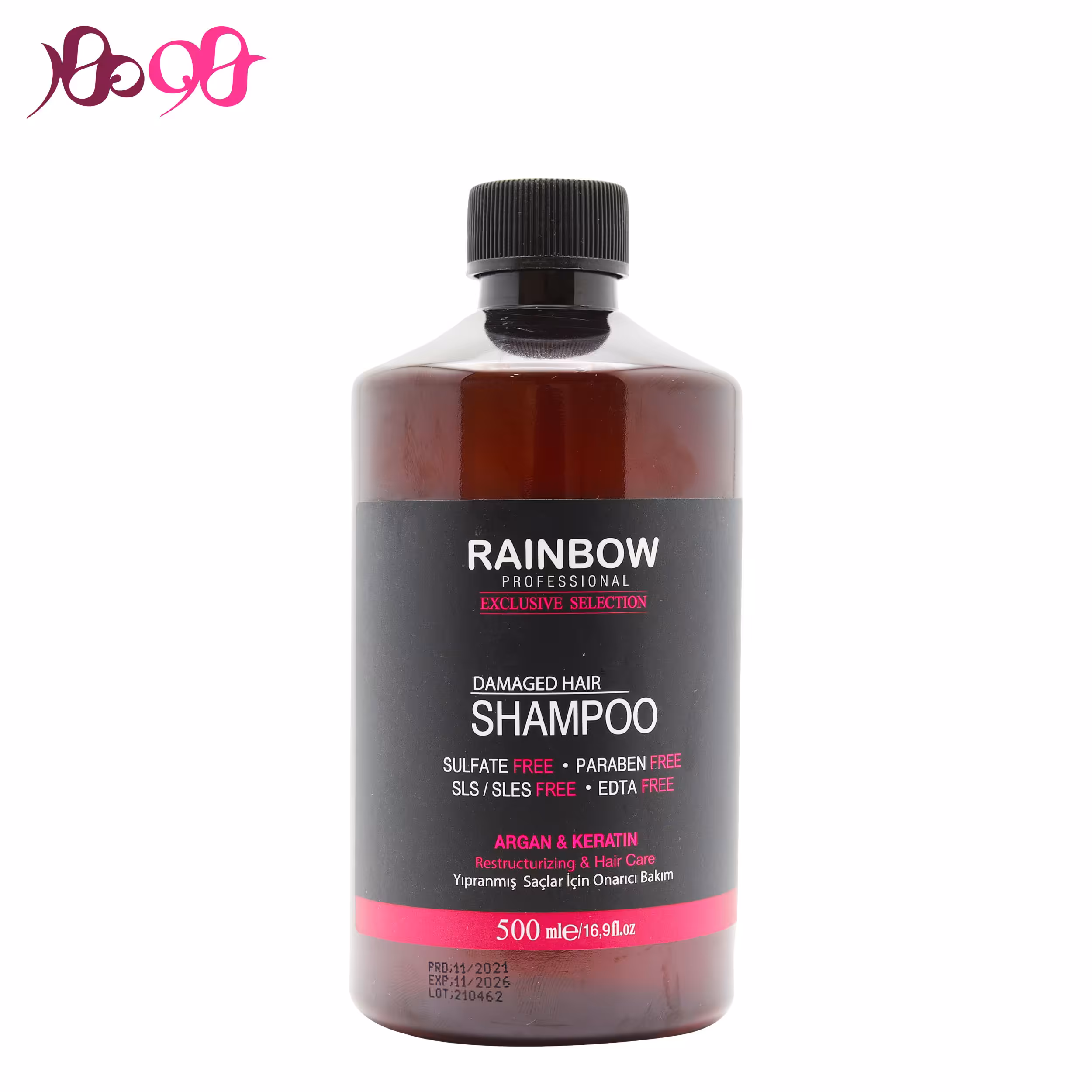 شامپو آرگان و کراتین رینبو برای موهای آسیب دیده حجم 500 میل - RAINBOW