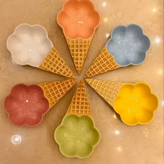 بستنی خوری سرامیکی طرح حصیری