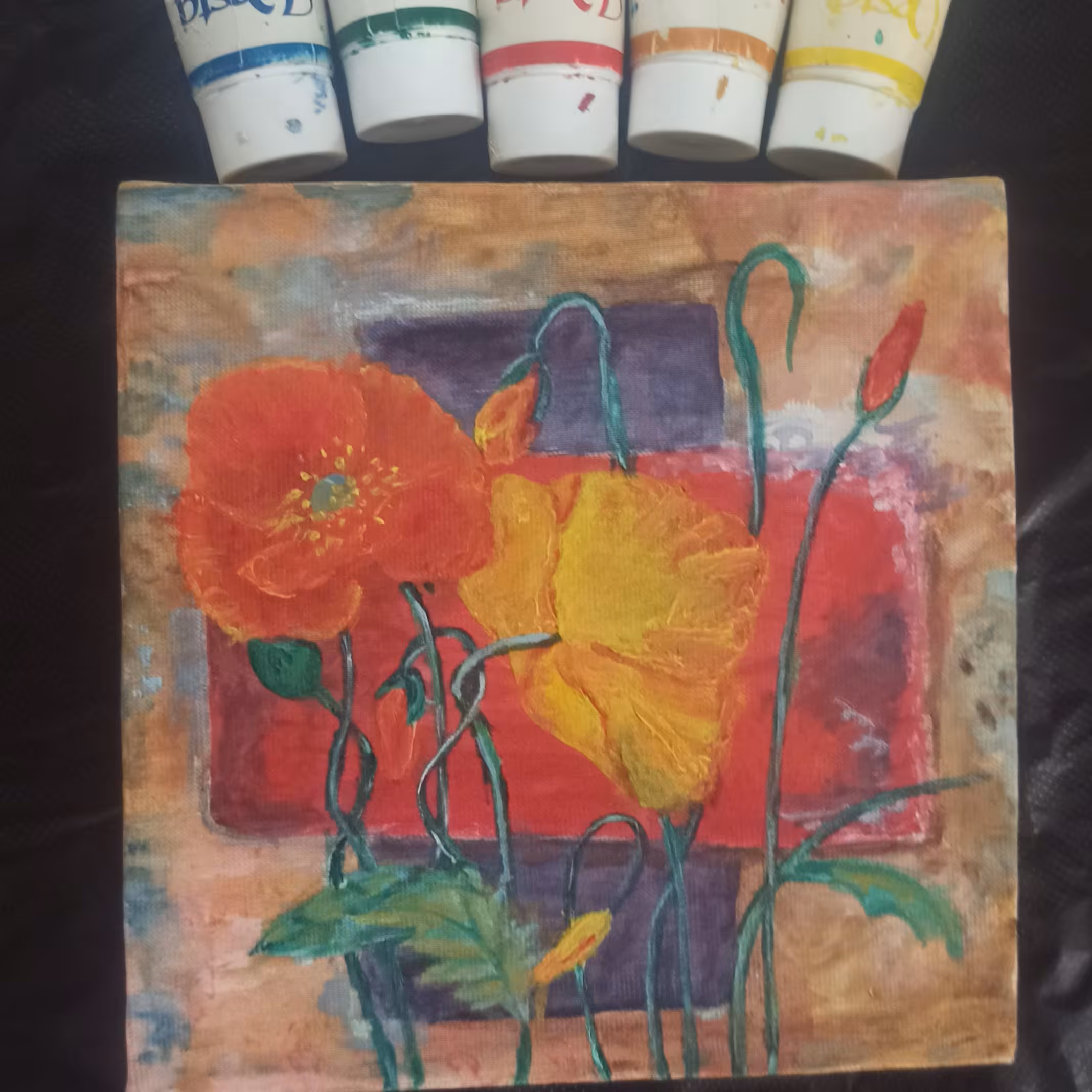 بوم کوچک نقاشی طرح کوبیسم گل 