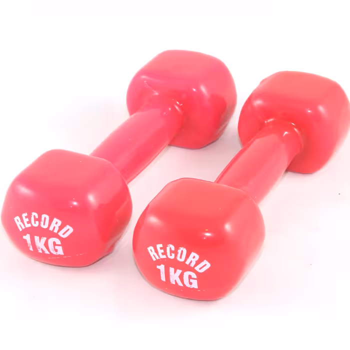 دمبل 1 کیلویی روکش دار رکورد جفتی رنگ صورتی