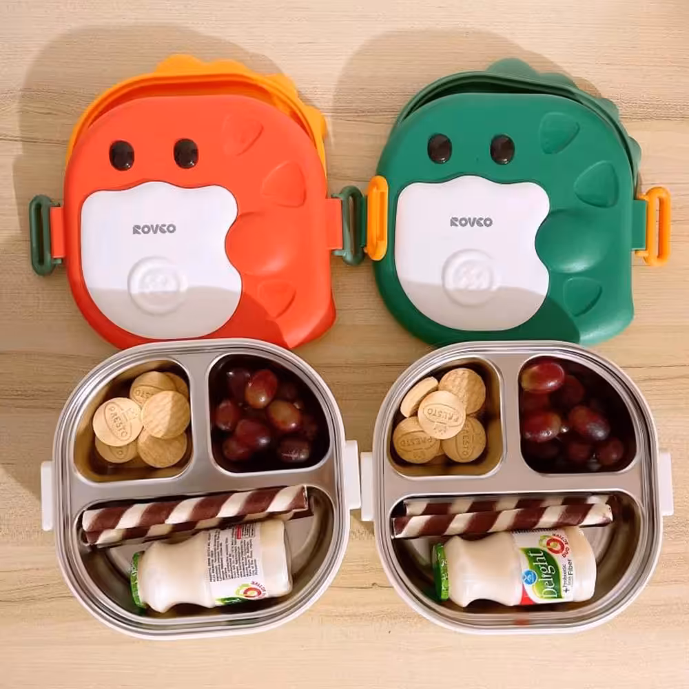 ظرف غذای استیل کودک طرح دایناسور رووکو Rovco