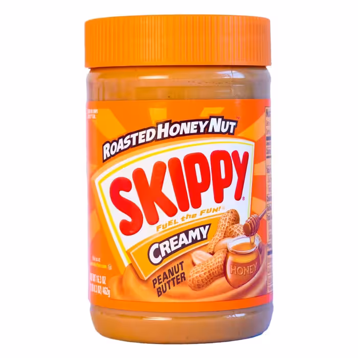 کره بادام زمینی Skippy مدل CREAMY تفت داده شده با عسل وزن 453 گرم