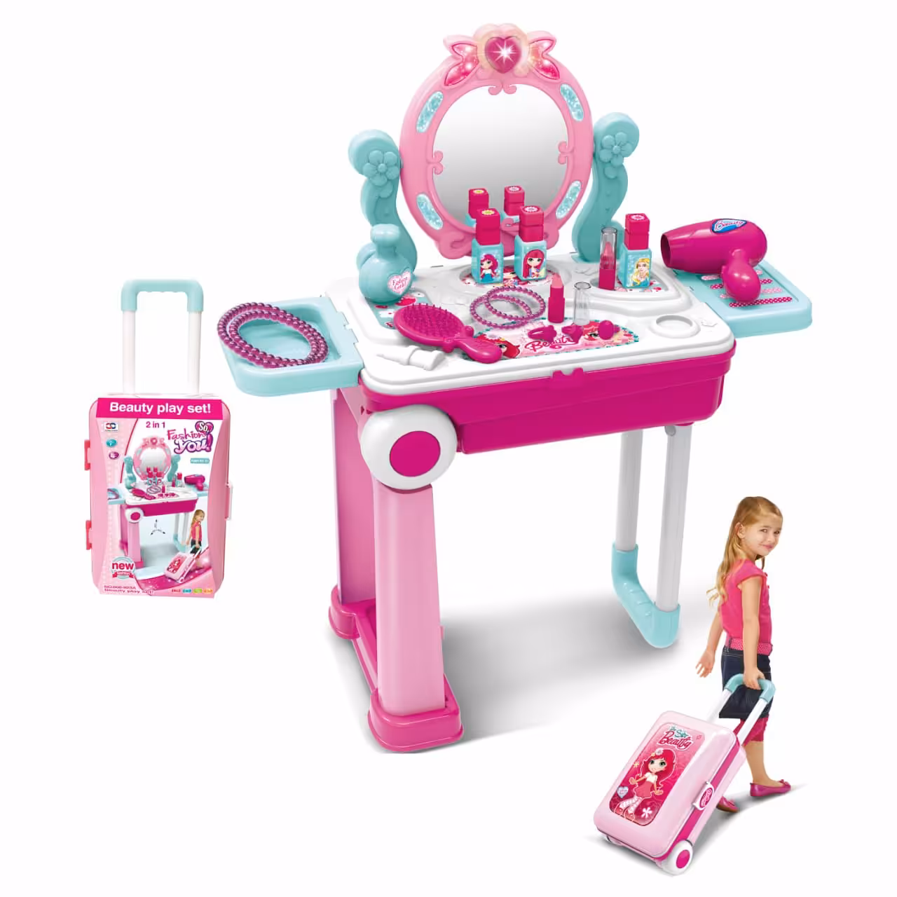 ست اسباب بازی میز آرایش کودک چمدانی کد 923A-008