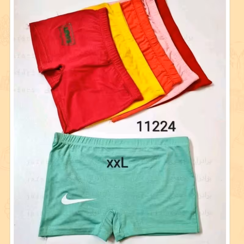 شورت نخی پادار زنانه دارای رنگبندی سایز دو ایکس لارج  رنگ صورتی و زرد