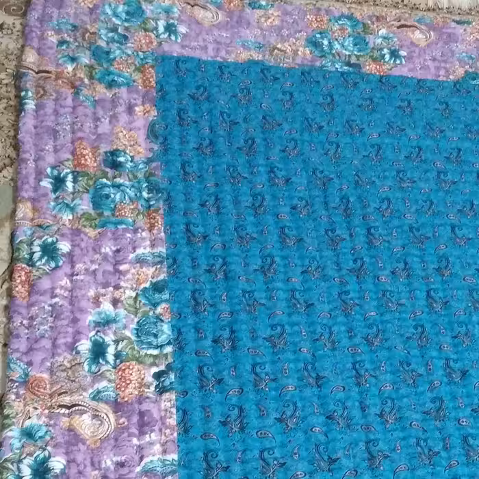 لحاف کرسی دست دوز سنتی پنبه طبیعی اندازه سه و نیم در سه و نیم 