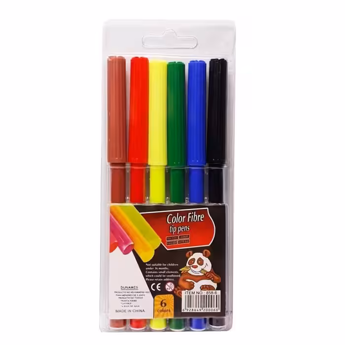ماژیک رنگ آمیزی مدل Color Fibre بسته 6 عددی  کد 2050