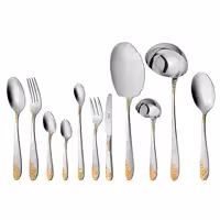 سرویس قاشق و چنگال 18 نفره ناب استیل طرح امپریال طلایی (86 پارچه)