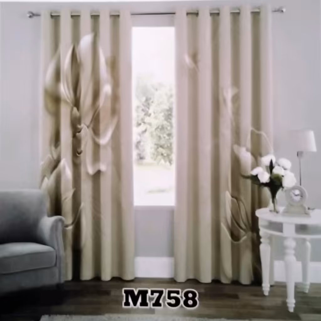 پرده چاپی پانچ  دو قواره  طرح  گل  کد   m758