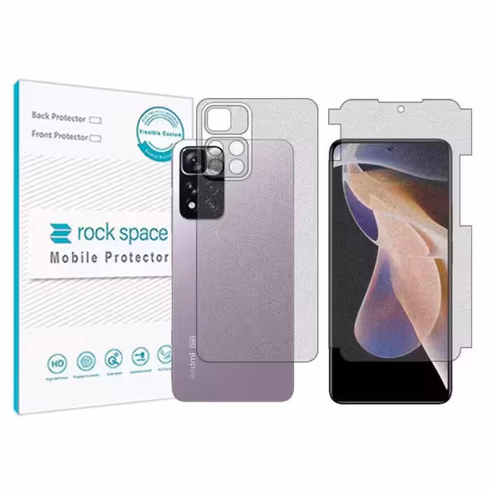 گلس صفحه نمایش و پشت گوشی شیائومی Redmi Note 11 China مدل نانو هیدروژل گیمینگ برند راک اسپیس کد MS