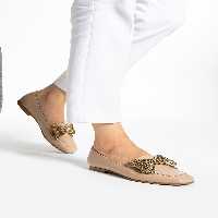 کفش های کلاسیک نود زنانه کرم باله دقیق چرمی اصلی FOLLİNİ