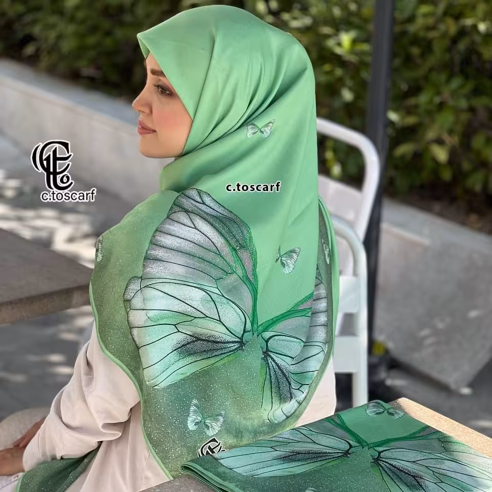 روسری مزونی نخ کاستوم طرح تینا