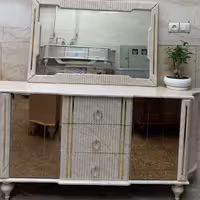 ست کامل آینه کنسول میز تلویزیون جاکفشی طرح خاص کرم سنگ آینه دکوراتیو 