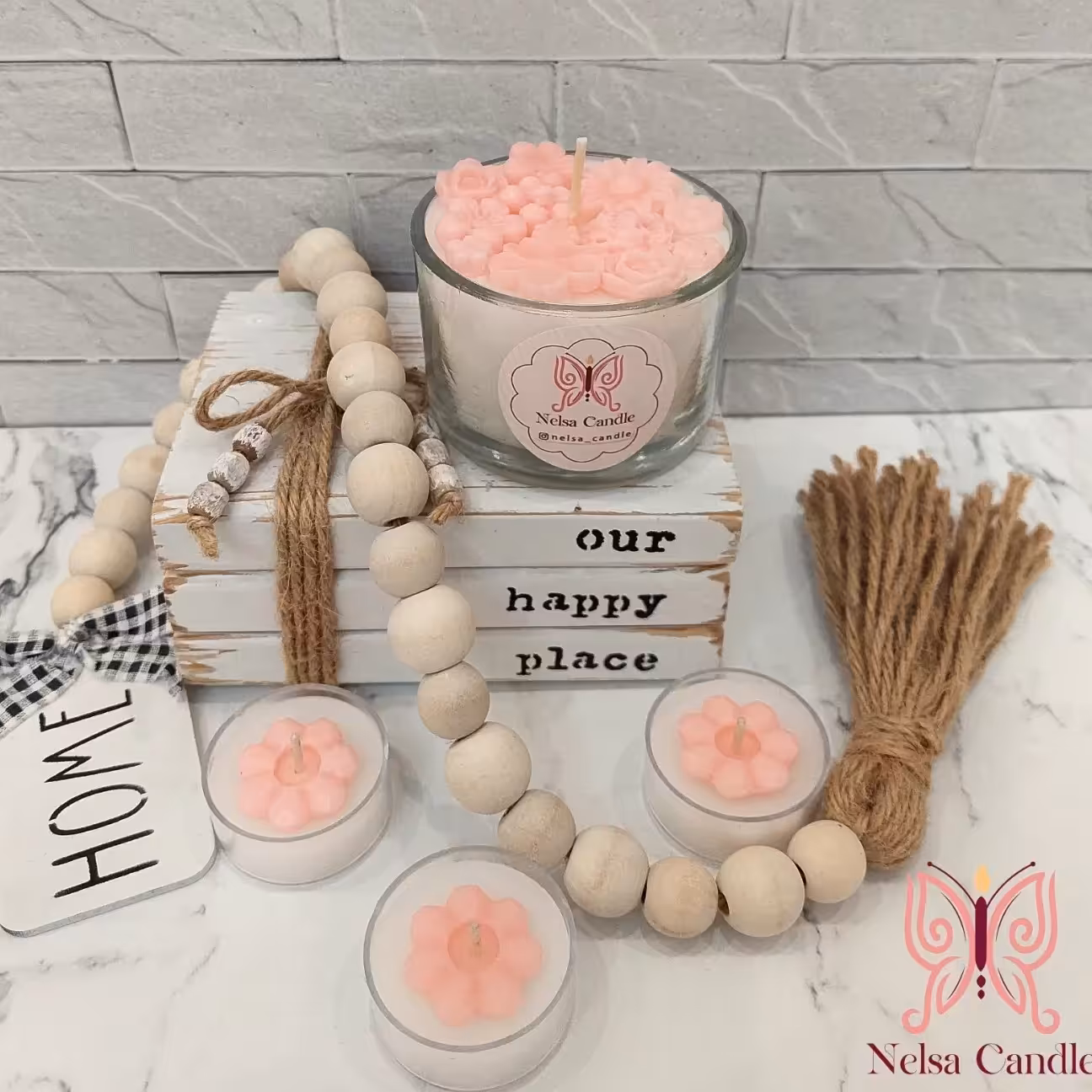 شمع شات شکوفه ای به همراه سه عدد وارمر قابل سفارش به رنگ دلخواه