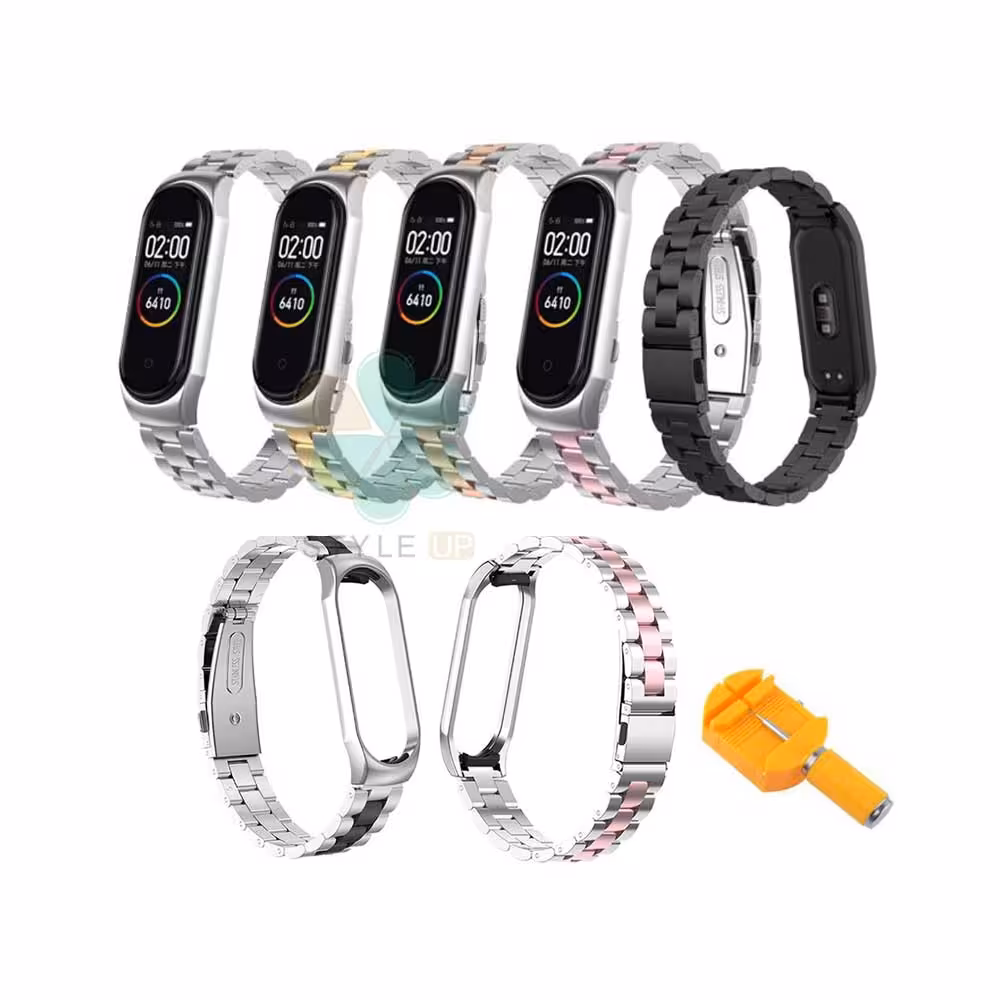 بند مچ بند هوشمند شیائومی Mi Band 4 / 3 مدل استیل دو رنگ