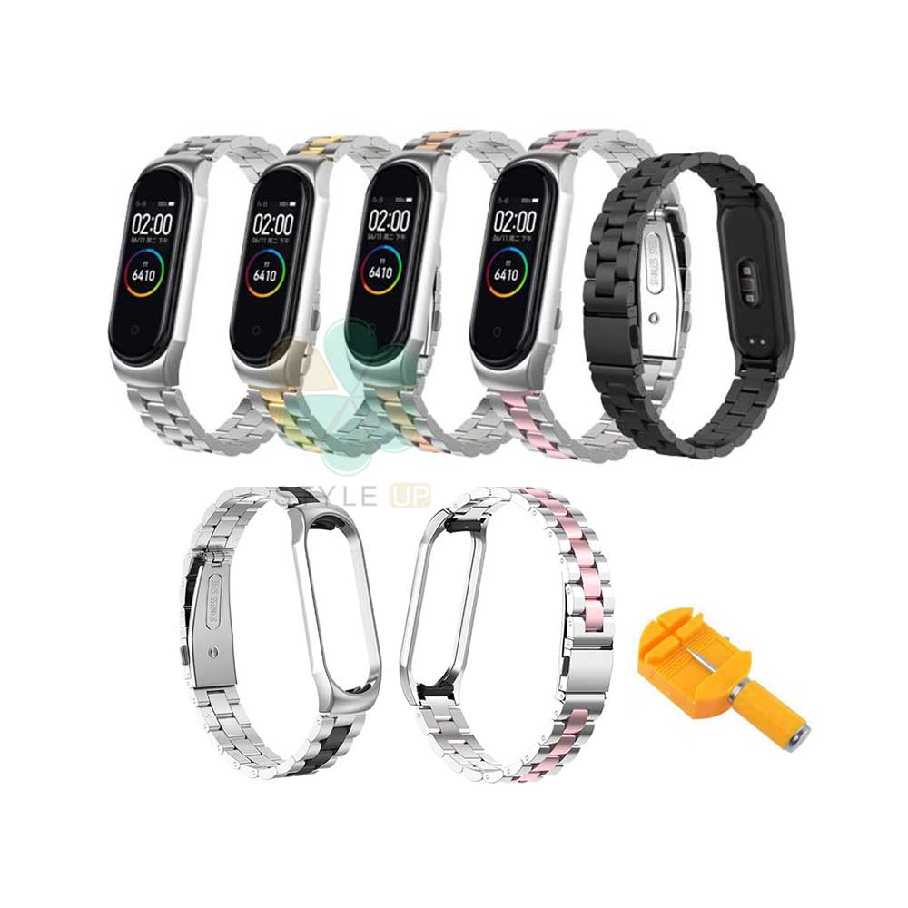 بند مچ بند هوشمند شیائومی Mi Band 4 / 3 مدل استیل دو رنگ