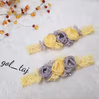 هدبند دخترانه نوزادی شیک و زیبا طوسی زرد