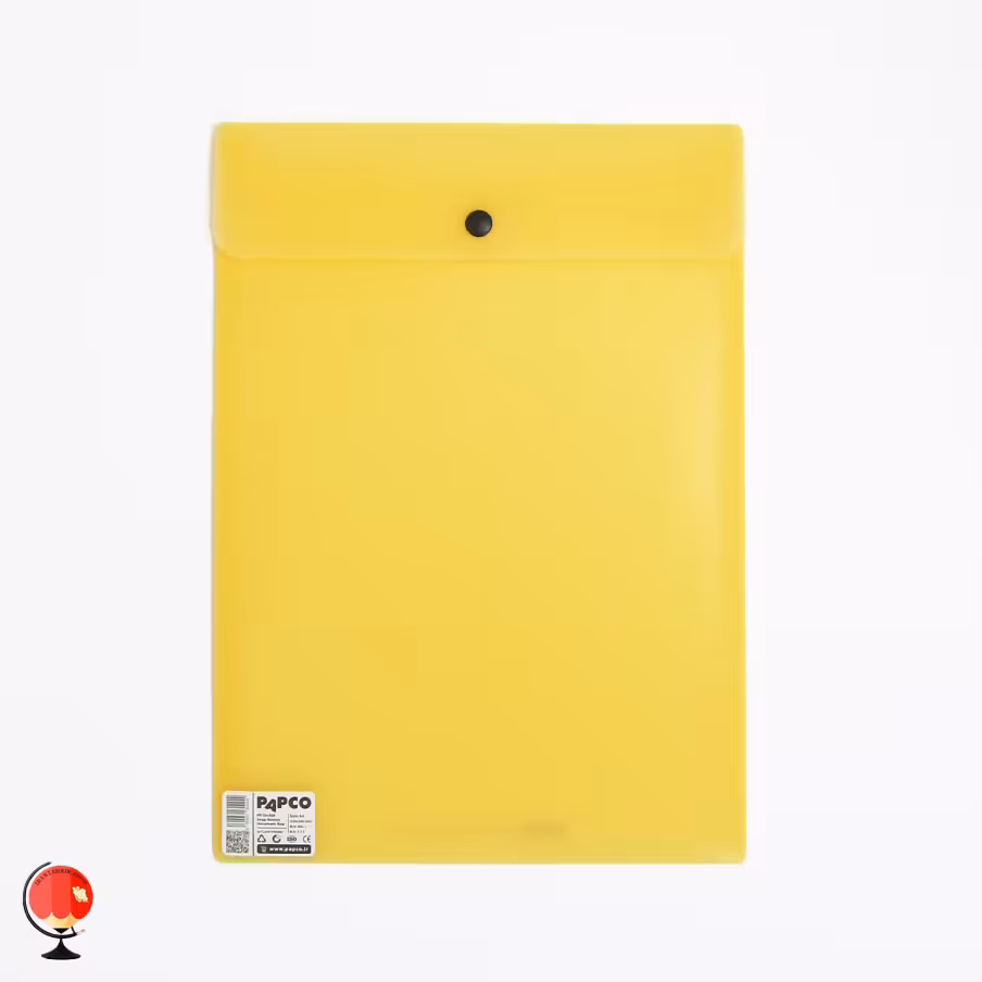 پوشه دکمه دار A4 رنگ زرد پاپکو مدل ارکید