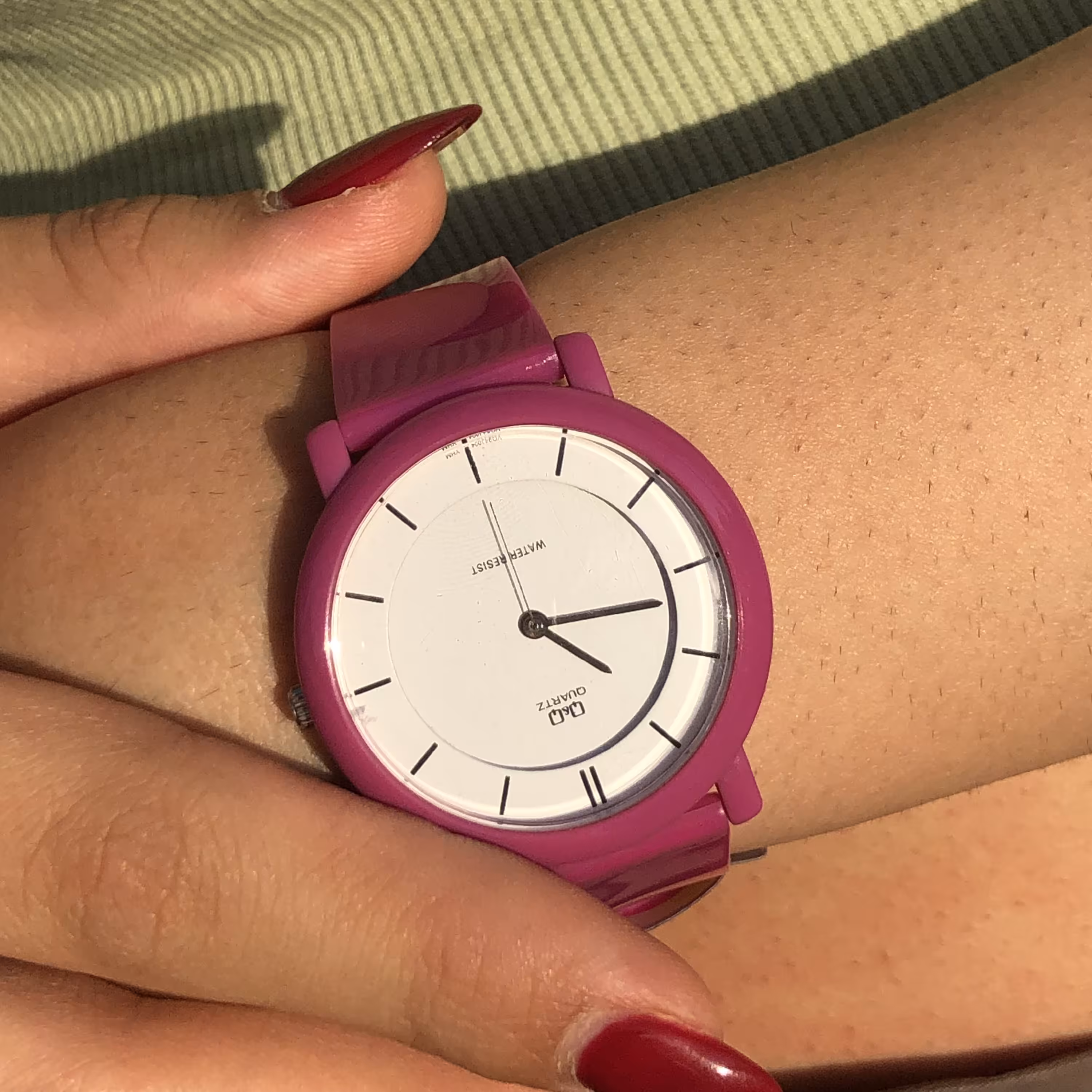 ساعت کیو اند کیو سرخابی صورتی  زنانه دخترانه اصل ژاپن 