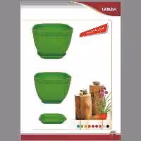 گلدان پلاستیکی طرح مربع گلسا سایز 8 همراه با زیره در بسته بندی 12 عددی