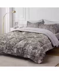 سرویس لحاف روتختی دو نفره 8 تکه طوسی فیلی نوپه هوم Nopehome طرح مخمل شانل طلاکوب کد DDSD